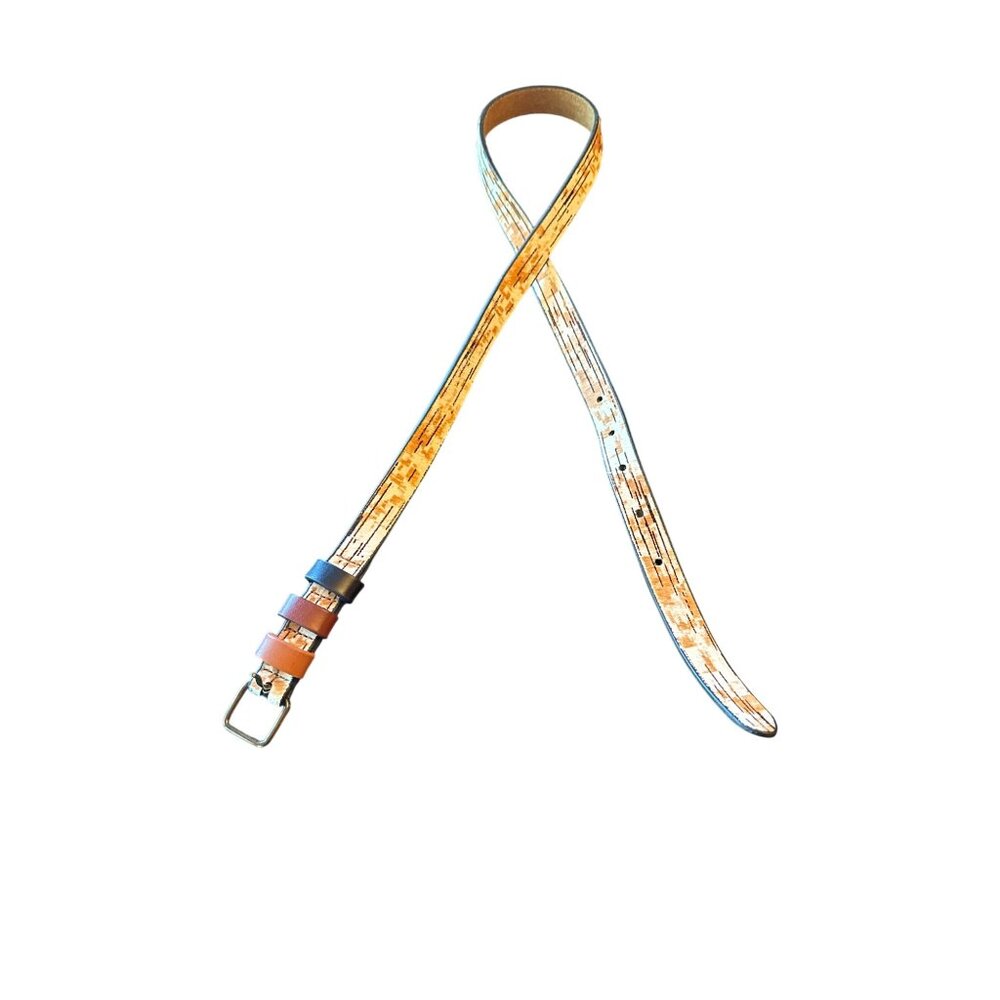 Leather‎ Belt With Trio Tri Color Loop Calf Hair Design size 32 Modern